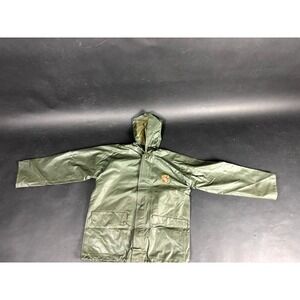 VTG EVC Stearns Rain Jacket Mens Medium Military Green Hooded Waterproof Pockets